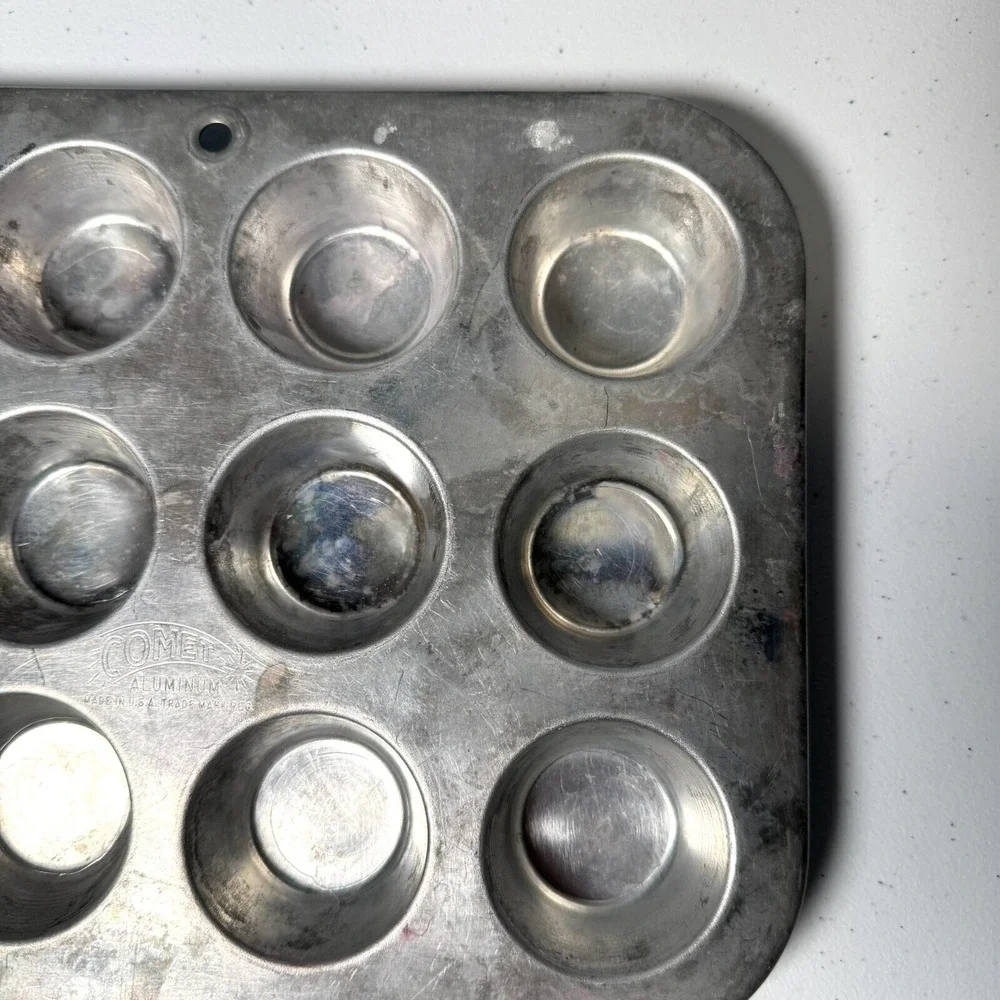 Vintage Retro Baking, COMET‎ Aluminum 12 Mini Muffin Tray, Made in the USA